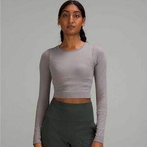Gray Lululemon Ebb to street long sleeve Top
